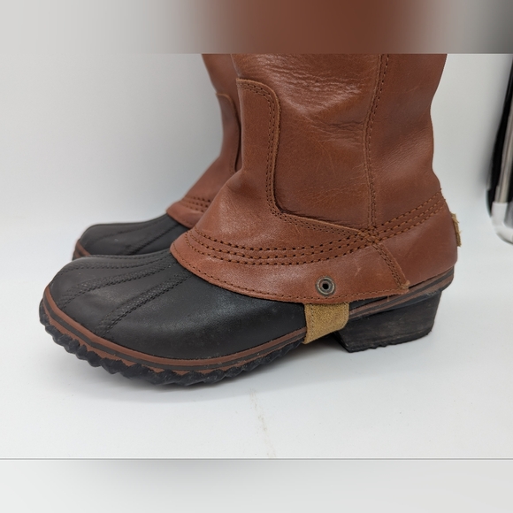 Vintage Sorel Slimpack Riding Boots Size 7 EU 38 Rare Cinnamon Spot On Front - Picture 2 of 12